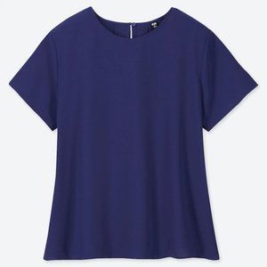 Uniqlo women drape short-sleeve a-line blouse [colour NAVY BLUE]